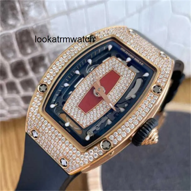 Zegarek wielofunkcyjny Richarmill Zegarwatches Watch Automatyczny ruch mechaniczny Red Sky Star Series RM0701 Rose Gold Original Diamond