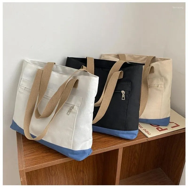 Borsoni Borsa tote in tela di grande capacità Piccola Fresca Letteratura Moda giovanile Tendenza Shopping Contrasto Donna