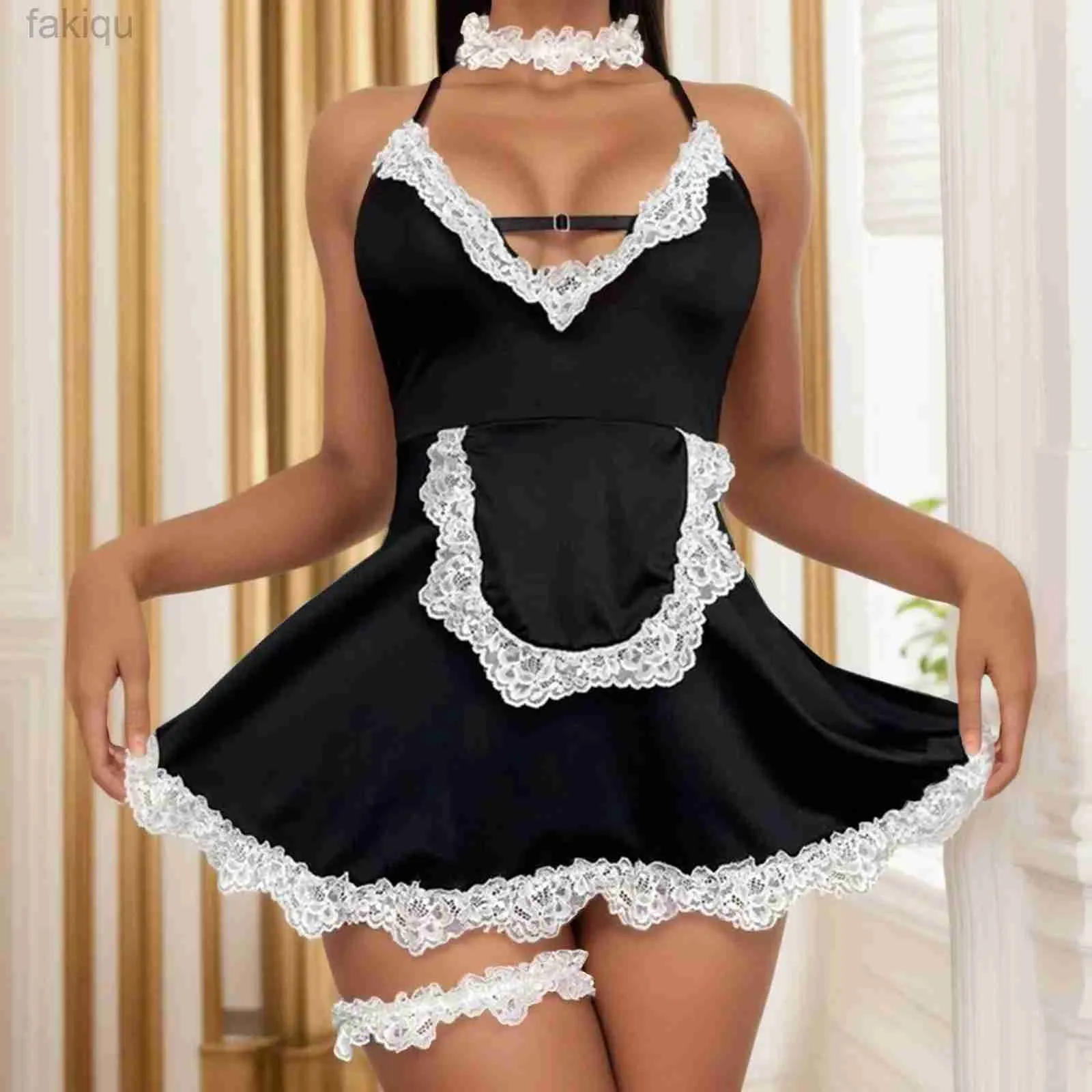 sexy maid suit Bella's Fantasy Cosplay Sexy Maid Playboy PU Leather Cut Out Dress Bun –  BELLA'S FANTASY main image 0