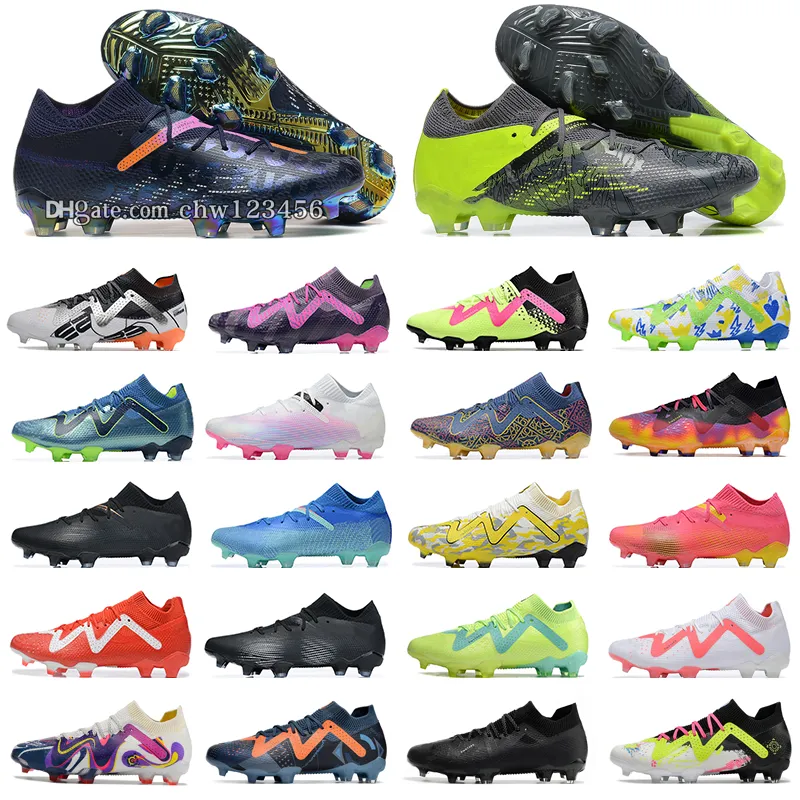 Fotbollsstövlar Future Ultimate FG Ghost Low High Version Knit Kids Soccer Shoes Cleats Mens Hard Natural Lawn Training Lithe Bekväma fotbollsskor sportskor