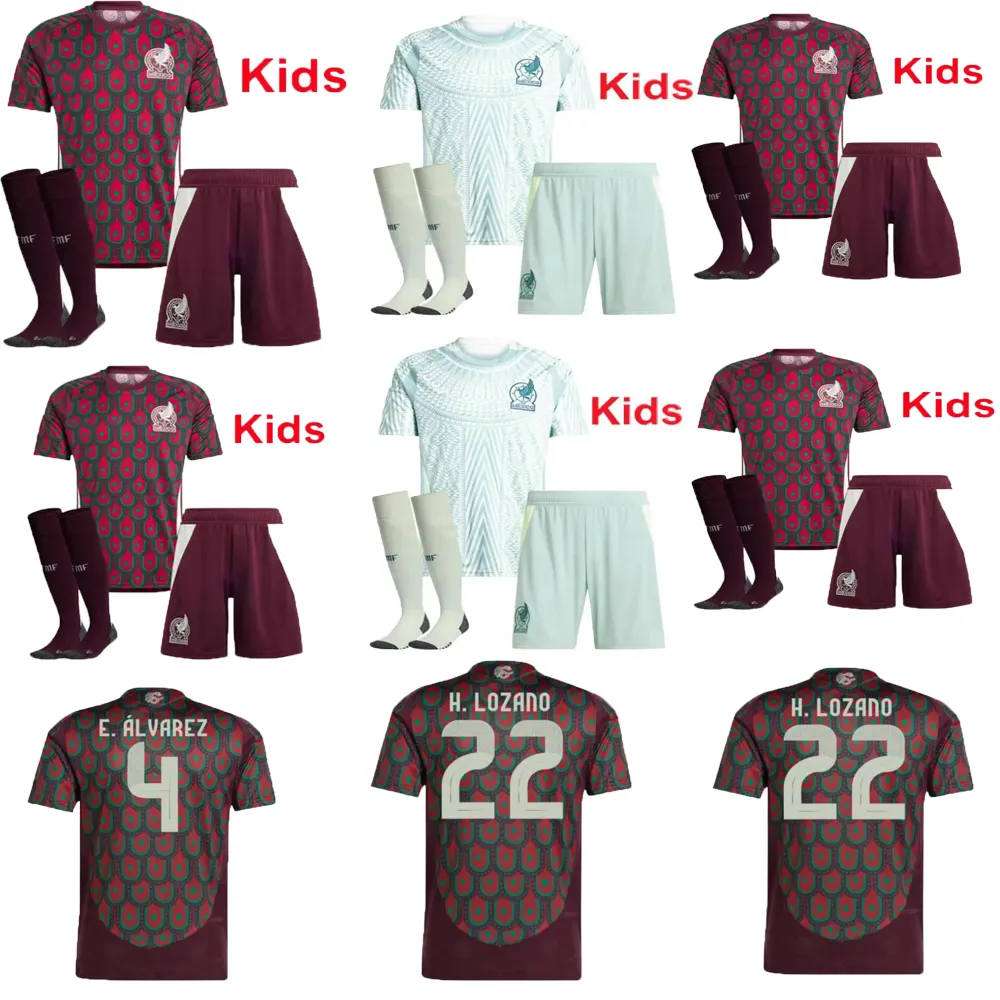 2024 Mexico voetbalshirt thuis weg 24 25 RAUL CHICHARITO LOZANO DOS SANTOS kids sets voetbalshirt uniformen