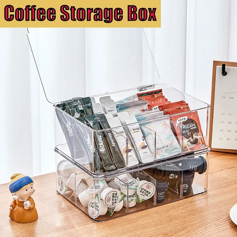 صندوق تخزين القهوة لكبسولة Nespresso Capsule Compartment Acrylic Tea Fags Sundries Organizer Office Office 240307