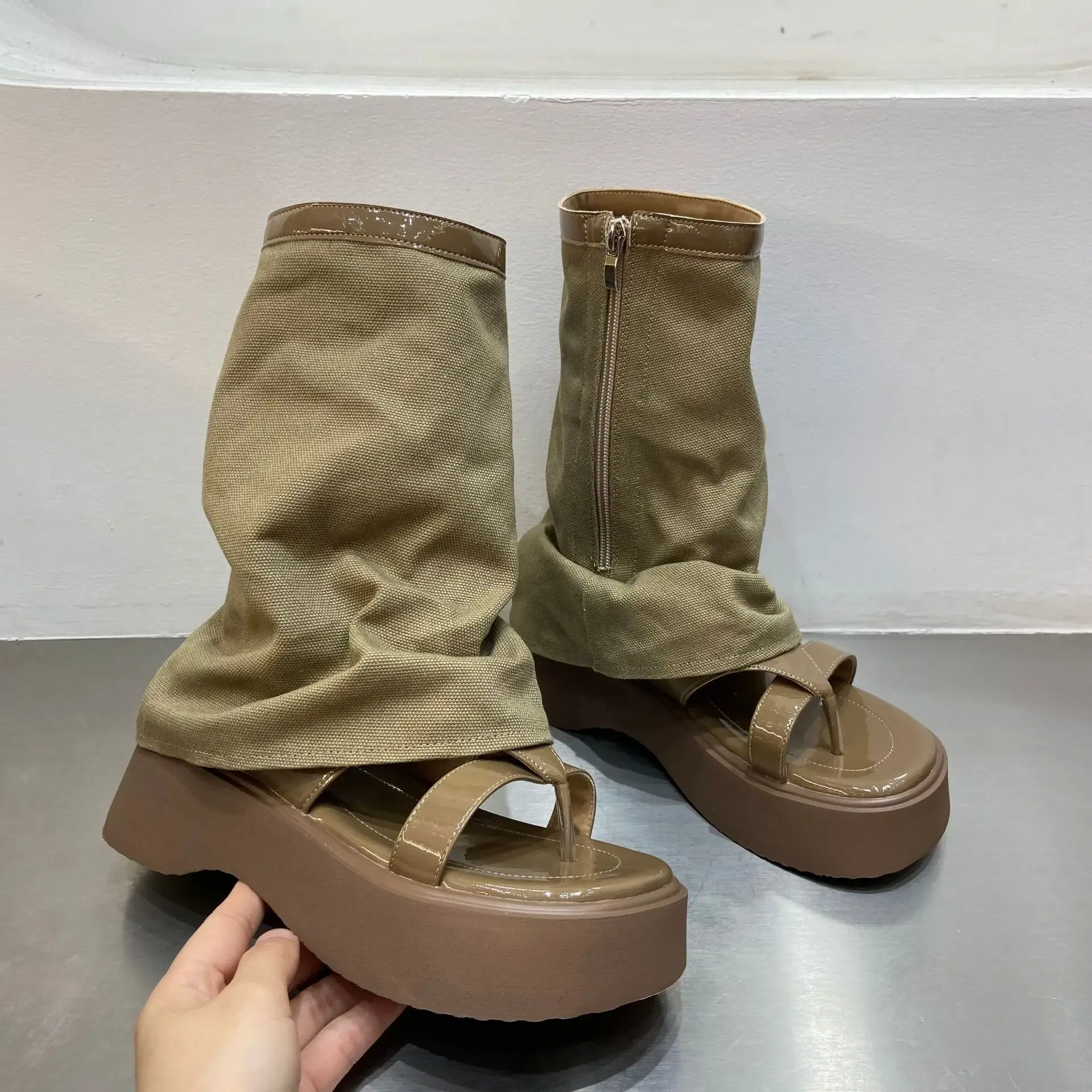 Boots Flipflops Summer Sandal Boots Designer Platform Sandales Open Toe Pantaloons Boots Dark Strange Cowboy Boots for Women
