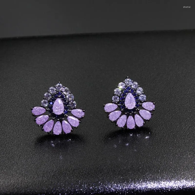 Boucles d'oreilles pétales de fleurs d'eau pour femmes, accessoires de mariage à la mode, bijoux en cristal de zircone cubique, 2024