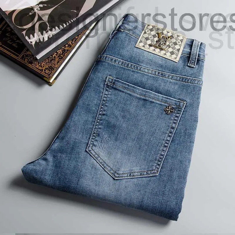 Herrenjeans Designer Designer Mode Herrenjeans Frühling und Sommer Stretch Slim Hose Hellblau Herren IDK4 NVHM 8DX9