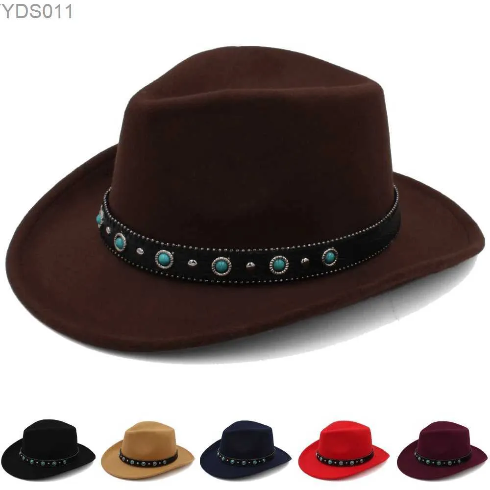 Cappelli a tesa larga da donna Cappelli a secchiello da uomo in lana da cowboy occidentale Cappellini da Panama Sombrero da esterno da viaggio Sunbonnet Party Taglia regolabile M-L 240320