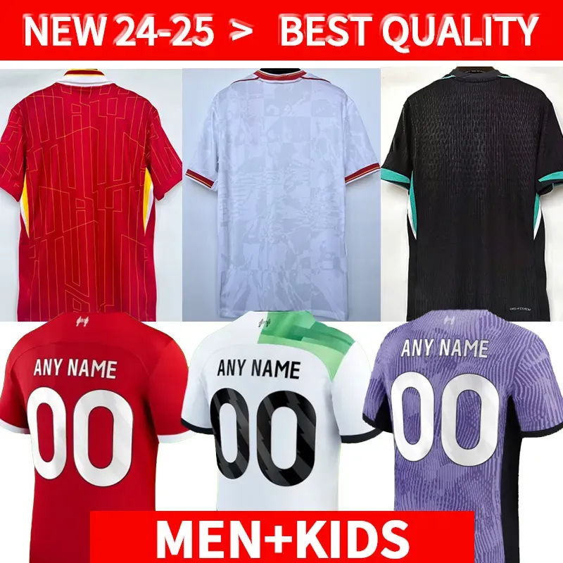 Mohamed Salah Darwin Nunez 24 25 The Reds Soccer Jersey Diogo Jota Luis Diaz Cody Gakpo Alexis Mac Allister Dominik Szoboszlai Virgil van Dijk Kid Kit Home Away Away Away