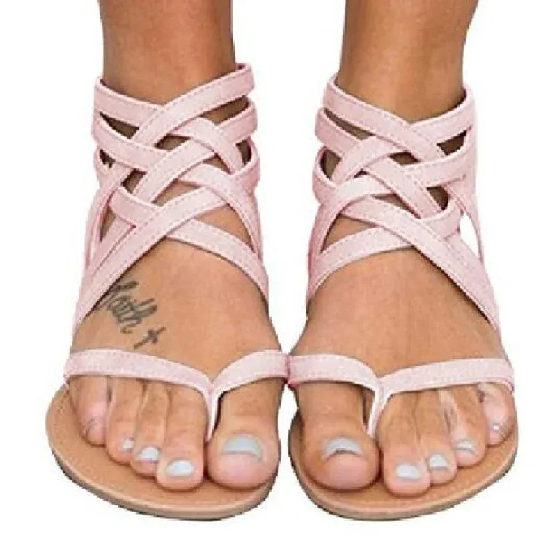 Sandalet artı 3443 daireler yaz kadın sandalet yeni moda Avrupa Roma tarzı gündelik ayakkabılar için Sandalias Peep Toe Sandalet