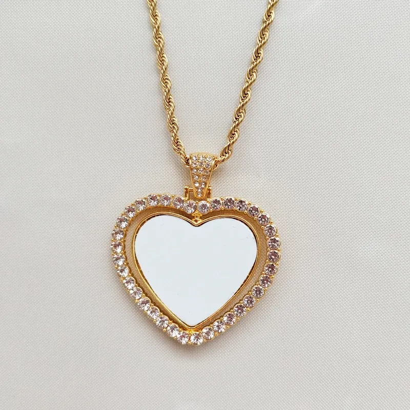 Necklaces Sublimation Jewelry HeartShaped Pendant DIY Customized Photo Gift For Heat Transfer Sublimation Necklace