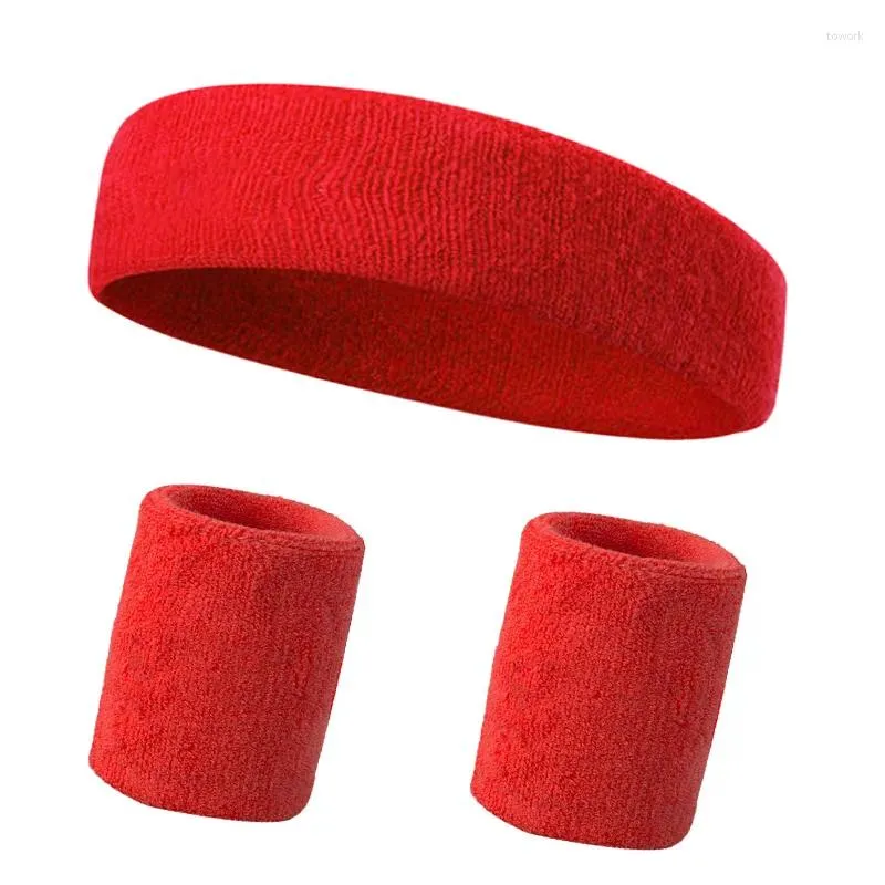 Knee Pads Elastic Sports Headband For Men Women Sweatband Stretch Outdoor Sweat Wristband Gym Running Tennis Headwrap 3Pcs Set