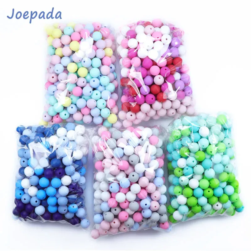 ネックレスjoepeada 300pcs/lots12mmラウンドシリコンの歯の生理ビーズフードグレードシリコンげっ歯類diy baby歯が生えるネックレスベイビーテザー