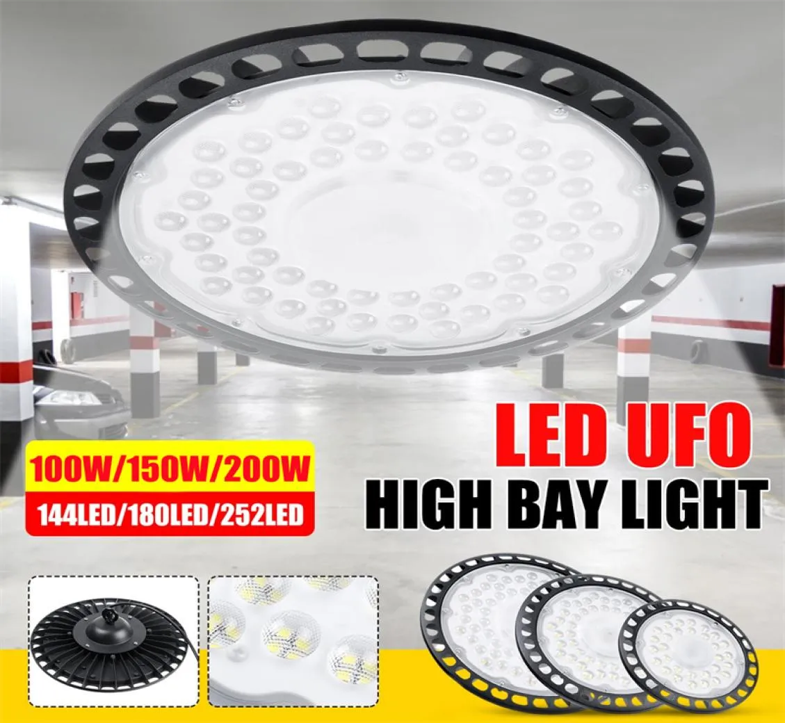 Super Bright UFO LED High Bay Lights AC85265V 100W 150W 200W Éclairage industriel commercial Marché Entrepôts Atelier Garage Lam6034566