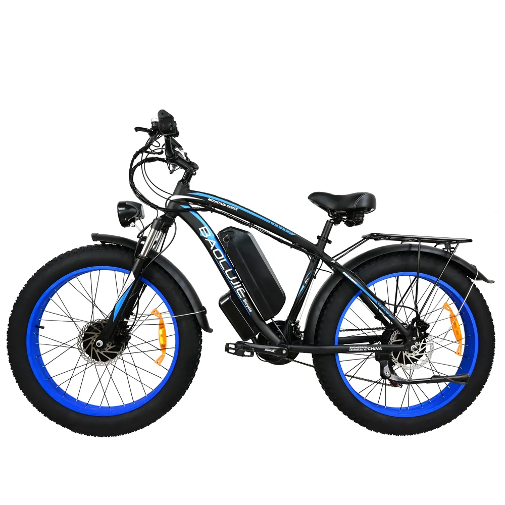 미국 스톡 26 인치 2000W 더블 모터 AWD 유압 브레이크 전기 자전거 48V 20AH 배터리 ebike 7 속도 4.0 지방 타이어 전기 자전거