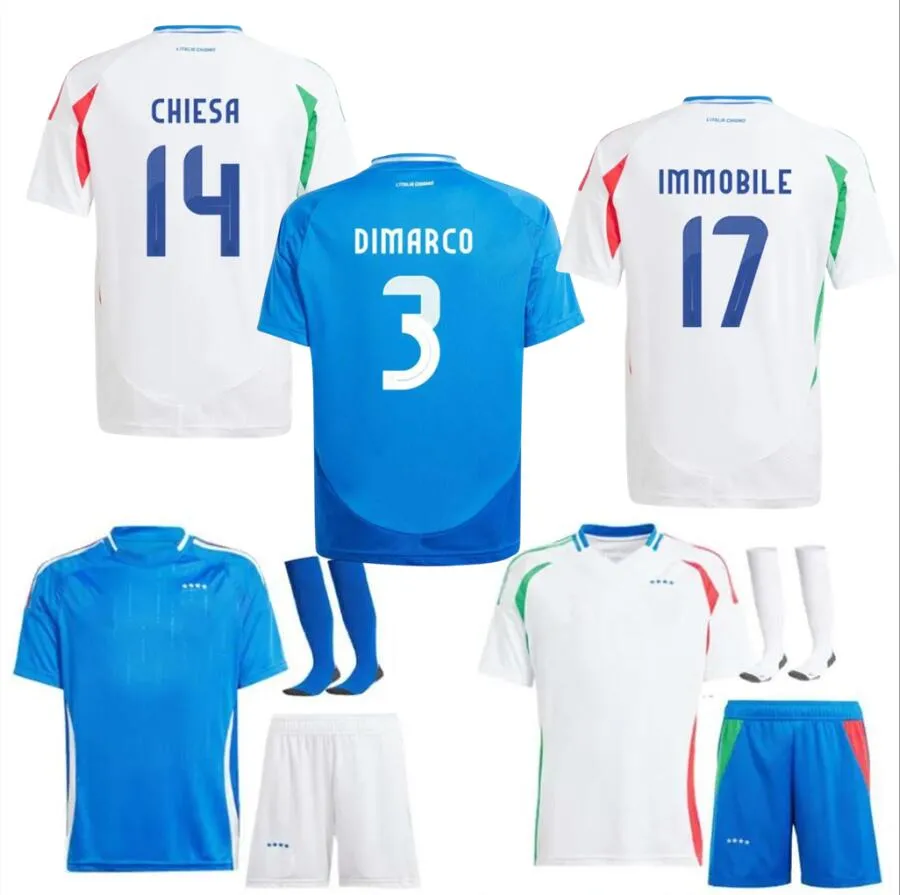 2024 25 maillots de football italiens maillot italien SCAMACCA IMMOBILE CHIESA maillots de football RASPADORI JORGINHO VERRATTI Maglia Italiana kit de l'équipe nationale