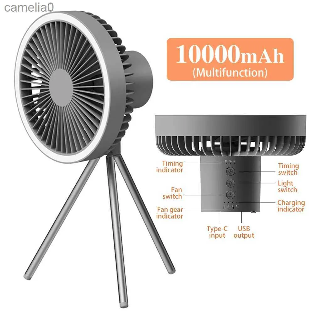 Fãs elétricos Portátil Ventilador de acampamento elétrico 10000mAh Recarregável Desktop Fan Power Bank Mini USB Air Cooler Circulador sem fio C24319