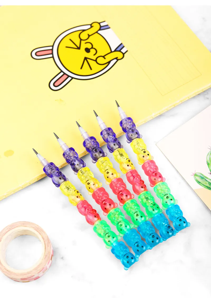 2pcs/Set, Cute Bear Non Sharpening Mechanical Pencil Student Writing