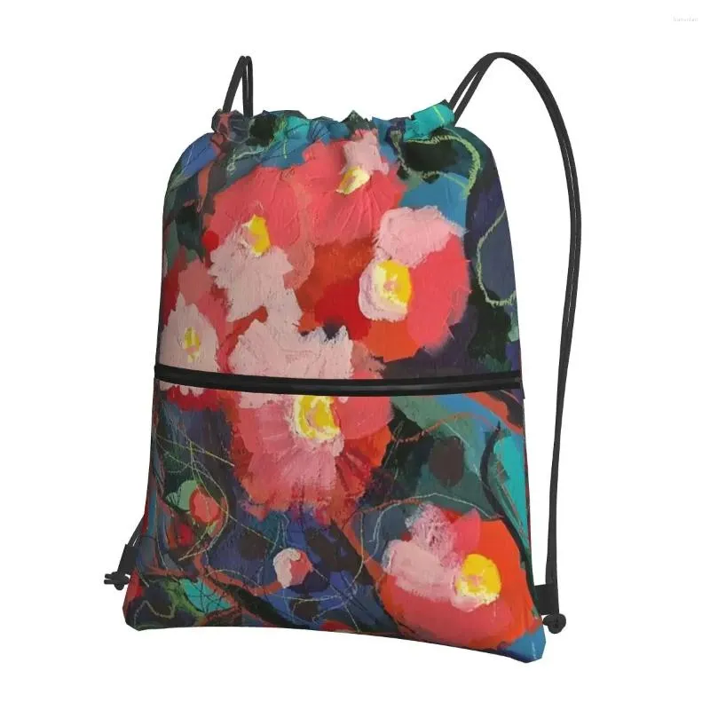 Sac à dos moderne emmêlé gomme fleurs sacs à dos portables sac à cordon décontracté paquet poche divers sacs pour Sport homme femme