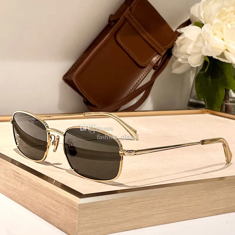 Women\'s Rectangular Metal Frame Sunglasses in Brown Lora Rectangle Brown Sunglasses | Glassesshop main image 3
