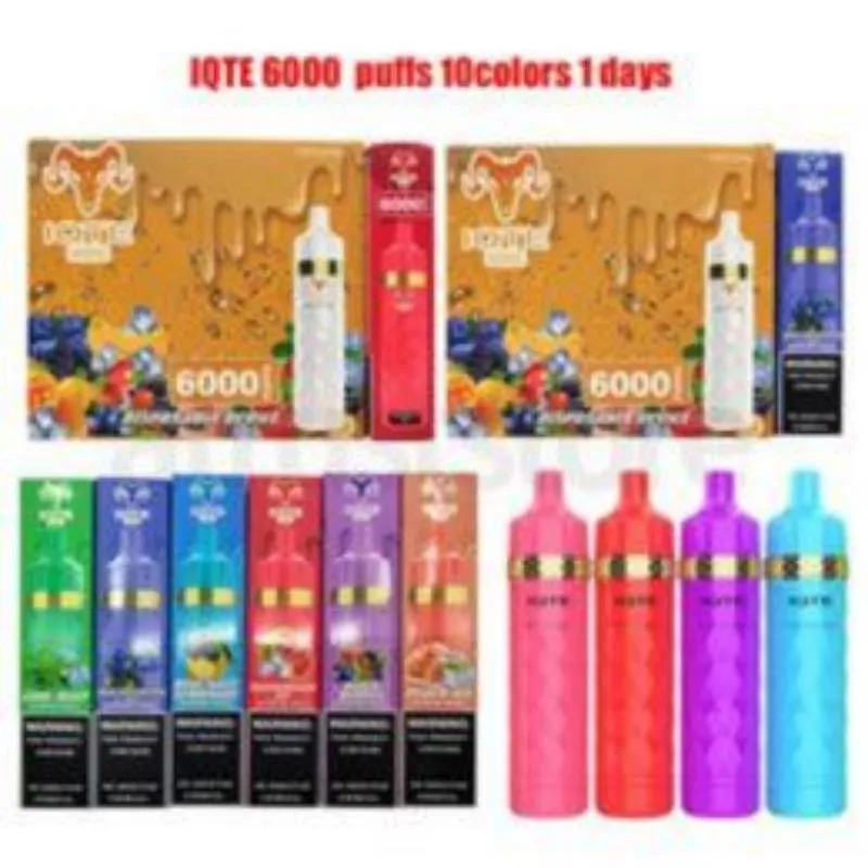 Cihaz Tek Kullanımlık Vape Orijinal IQTE Filex Shine 6000 Pufs 850mAh 15ml Önceden Filded Yetkili 10 Renk Purarrillos DesheChables Randm Tornado Puff Puro