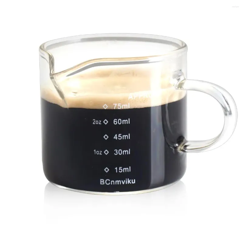 Wine Glasses Espresso Glass Measuring Cup Triple Pitcher Milk 75ML Cups With Handle S V-Shaped Mouth Clea