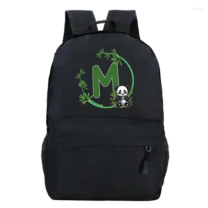 Zaino Panda Serie Alfabeto Borsa da scuola Studenti Ragazzi Ragazze Cartoni animati Bookbag 26 Lettere Zaino Moda Adolescente