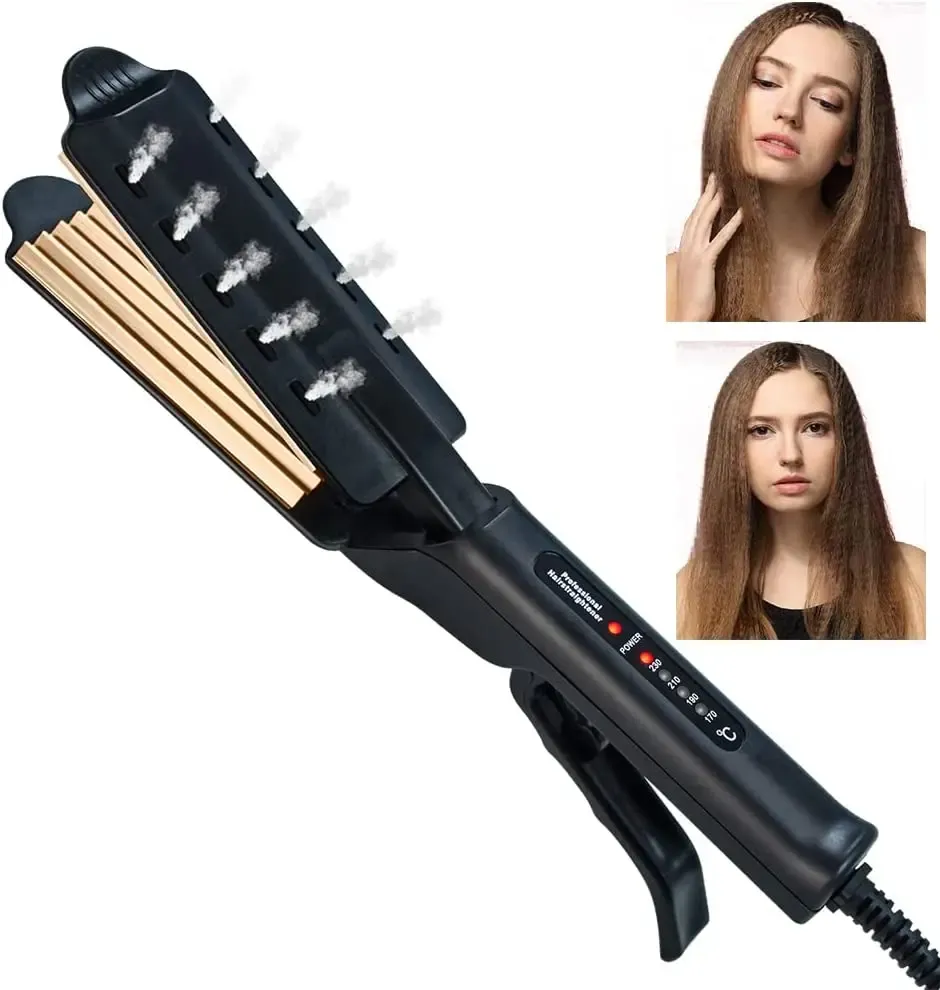 Irons Electric Hair Crimper Fluffy Hair Curler Ceramic Corrugation Curling Iron 4 Temperaturjustering Volumiserande håraväver Styler