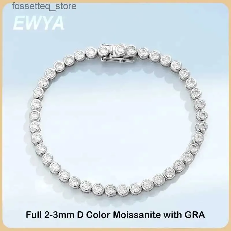 Charm-Armbänder EWYA GRA-zertifizierte D-Farbe 2-3 mm Voll-Moissanit-Tennis für Frauen S925 Silber vergoldet 18 Karat Bubble Diamond Link S L240319