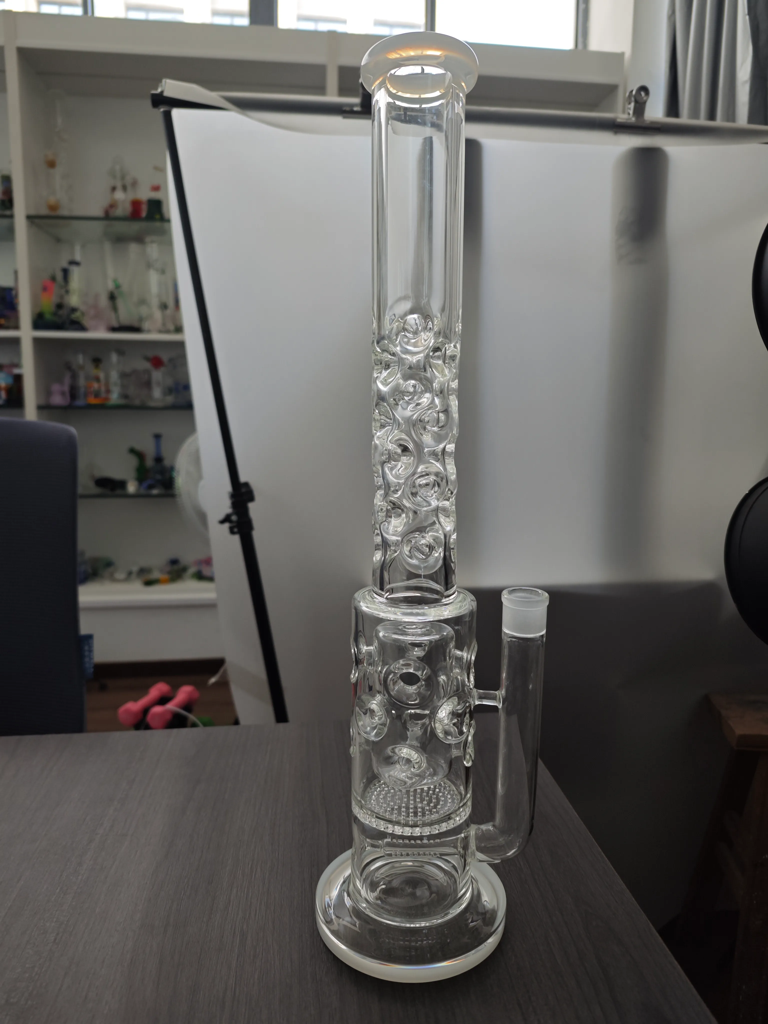 Big Glass Bong Hookahs 7mm Thick dark green four perc r pipe honeycomb and birdcage diffuser water pipes 20 inches 18.8mm bowl