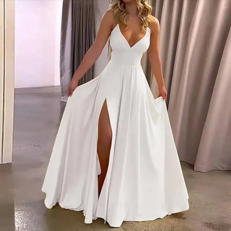 Robes décontractées Robe de soirée sans manches élégante robe de bal d'épaule de soirée avec décolleté en V col en V dos nu design bal formel pour femmes