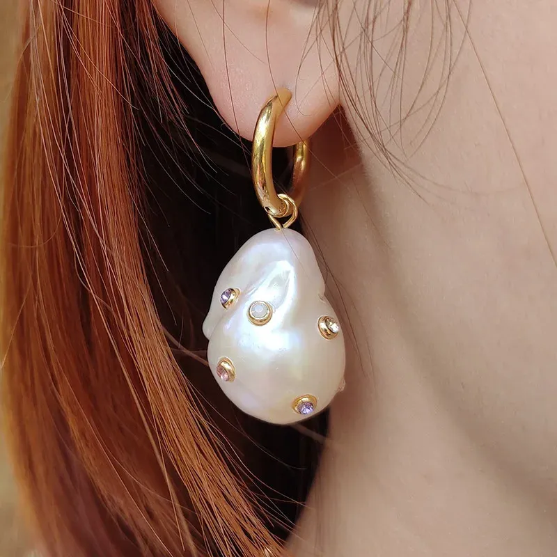 Fascino barocco grande perla orecchini di fascino da donna perline di cristallo colorate decorazione accessori Boho gioielli per banchetti per feste 2022