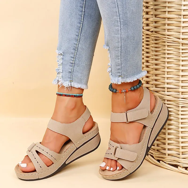 Sandals Size 44 Women Sandals Soft Bottom Wedge Heels Sandals Summer Shoes Platform Sandalias Mujer Elegant Wedges Shoes for Women