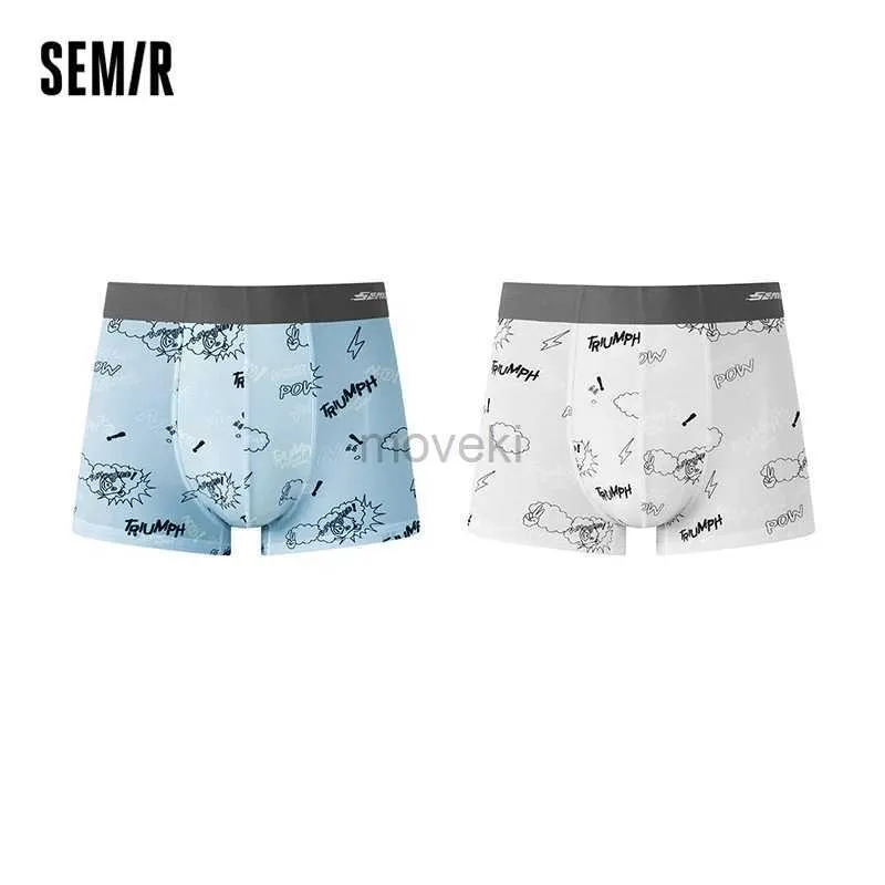 Underpants Semir Underwear Men Boxers Ice Silk Young Boys Boxer Underpants Fashion Cute Cartoon Shorts 24319
