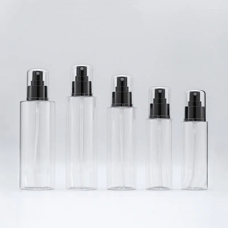 Storage Bottles 100ML Transparent Cosmetic Skin Care Clean Alcohol Mister Spray Empty With Black Head