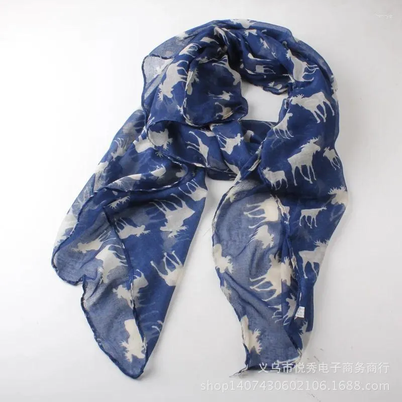 Scarves Design Fashion Animal Print Scarf Winter Elk Moose Women Long