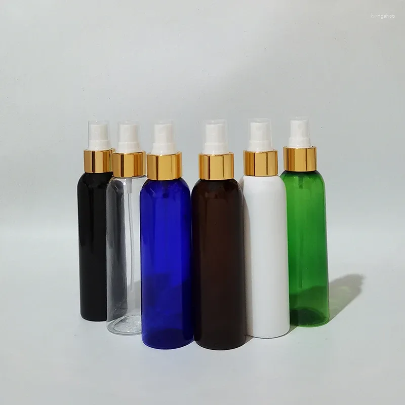 Storage Bottles 30pcs 150ml Empty Plastic Spray White Black Bottle Gold PET Atomizer Refillable Perfume Disinfectant Container