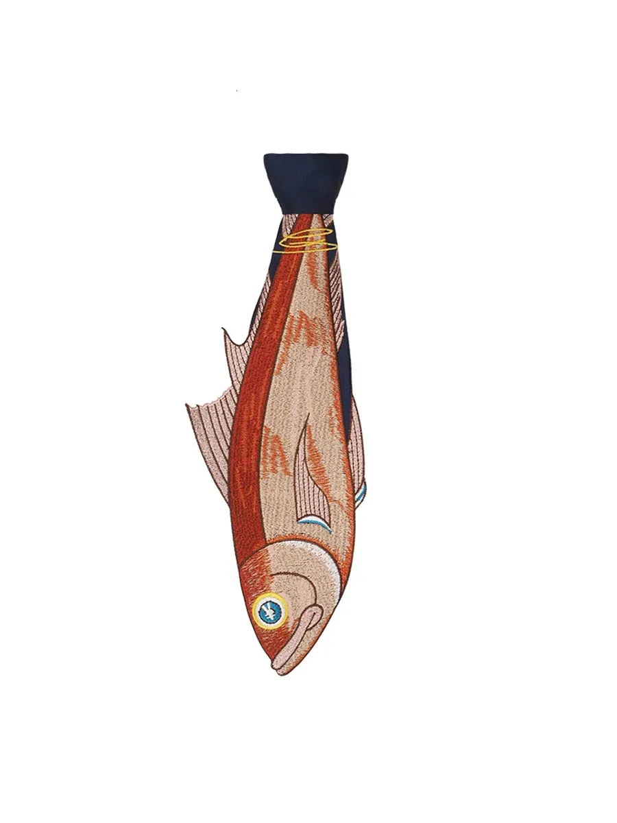 Fun Fish Embroidery Tie for Women | Unique Irregular Design in Multicolor |  2024 Arrival