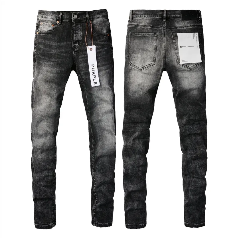 Męski projektant Purple Jeans Biker Slim Fit Bikers Dżins do płukania Make Old Hip Hop Womens Fashion Mans Black Pants J684