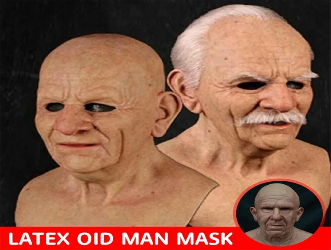 Latex vieil homme masque mâle Cosplay Costume déguisement masques réalistes réutilisable Halloween effrayant drôle accessoire de fête 2207041617989