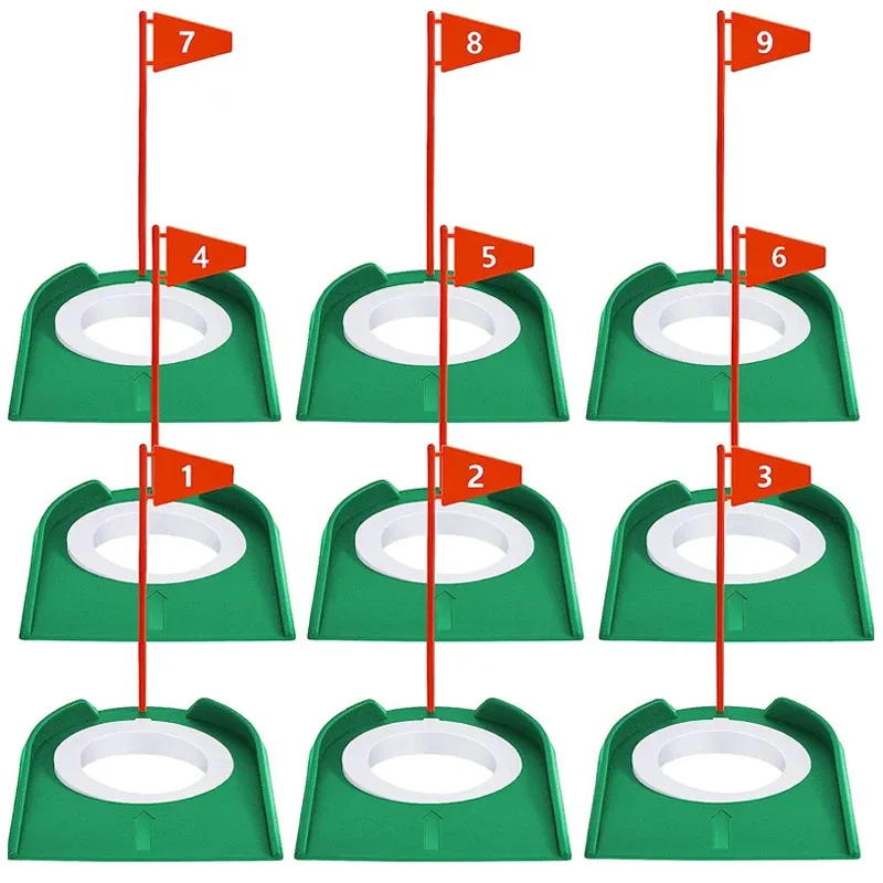 AIDS 9 Pack Golf Putting Cup en Flag Plastic Golf Hole Training AIDS Golf Training Putters voor binnen Outdoor Kids Men Women Office