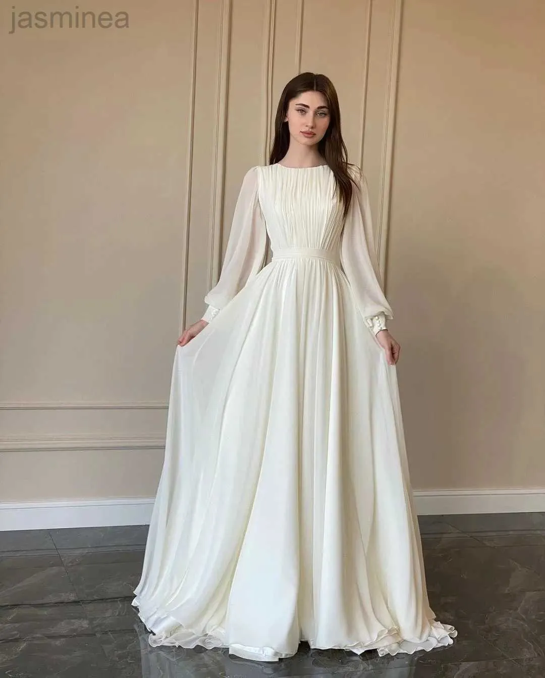 Basic Casual Dresses Fashion Lantern Sleeve O-Neck Sexy Swing Long Dress Lady Party Ball Gown Pearl Yarn Wedding Dresses 240319