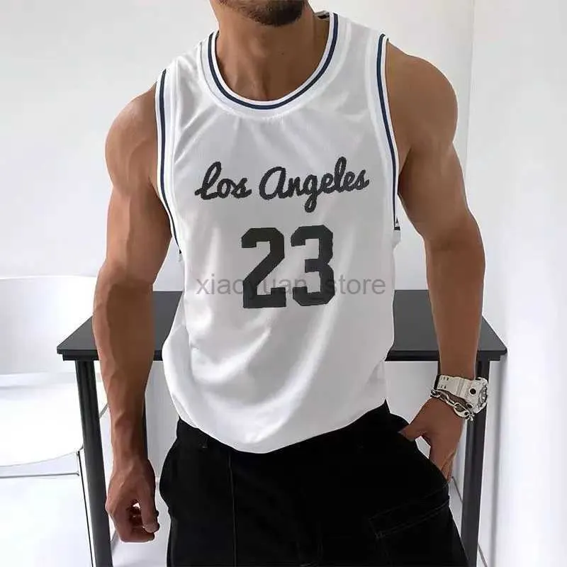 T-shirts pour hommes Gilet de 23 ans Hommes Gyms Mesh T-shirts Fitness Workou Joggers T-shirt sans manches pour hommes pour la formation de basket-ball Mode 240319