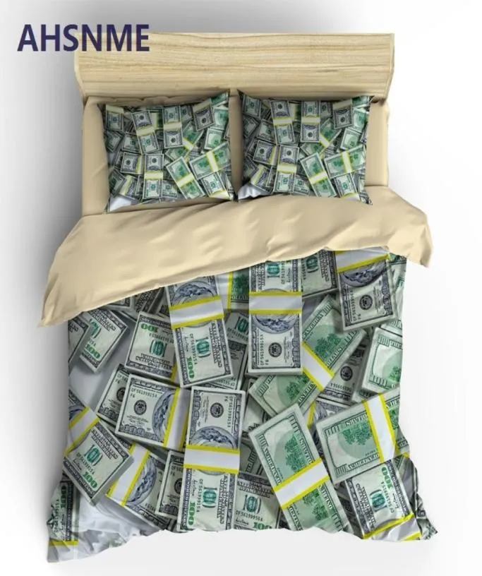 AHSNME Dekoration Dollar Geld Bettwäsche-Set High-Definition-Druck Bettbezug für RU AU EU King Double Size Market Jogo de Cama Y204057214