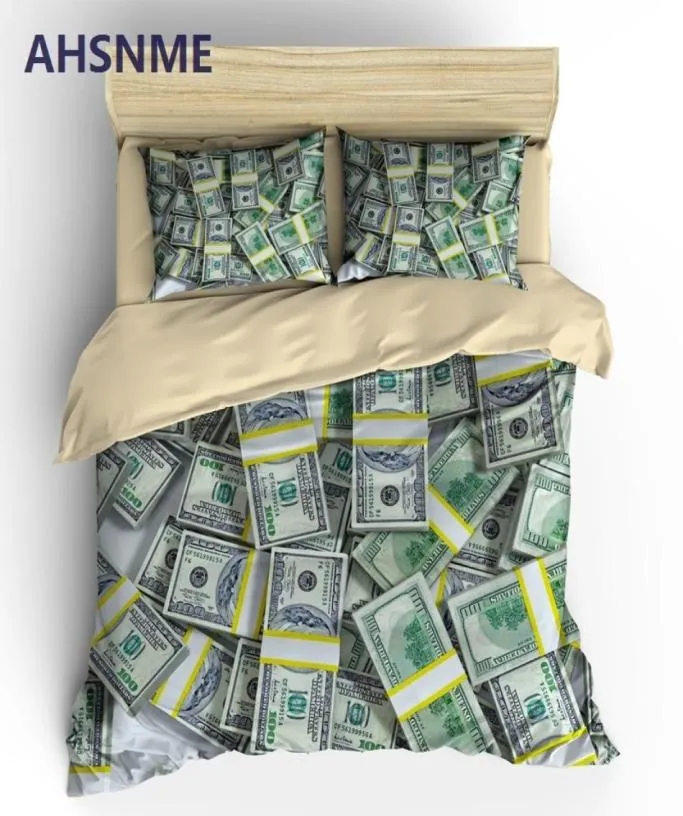 AHSNME decoratie dollar geld Beddengoed Set Highdefinition Print Dekbedovertrek voor RU AU EU Koning Dubbele Grootte Markt jogo de cama Y204057214