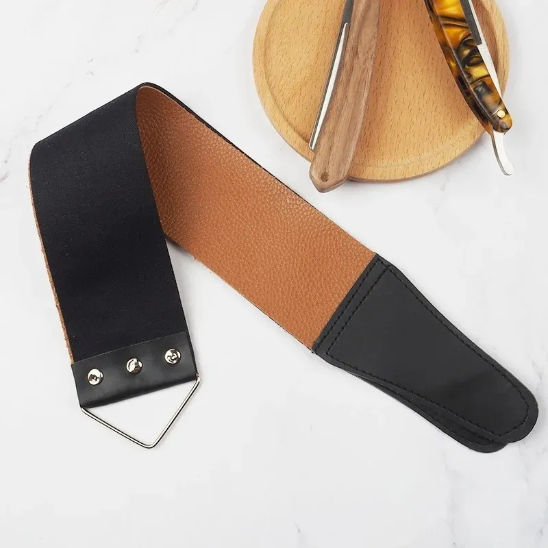 Men Shaving Leather Canvas Strap Barber Straight Razor Cutter Barber Shaving Straps Double Layer Sharpening Strop Belt