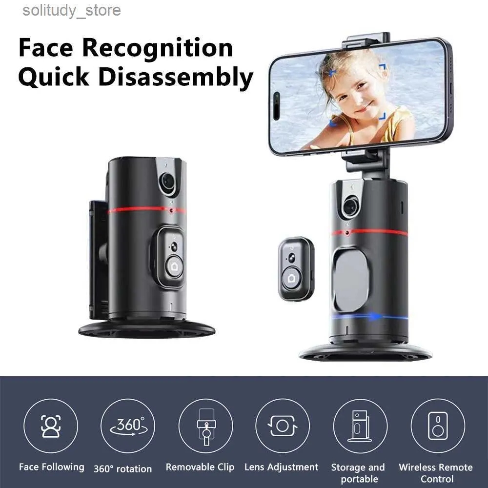 Stabilizzatori P02 360 Stabilizzatore giunto universale rotante Follow up Selfie Desktop Face Tracking Gimbal per Tiktok Smartphone Live con otturatore remoto Q240319