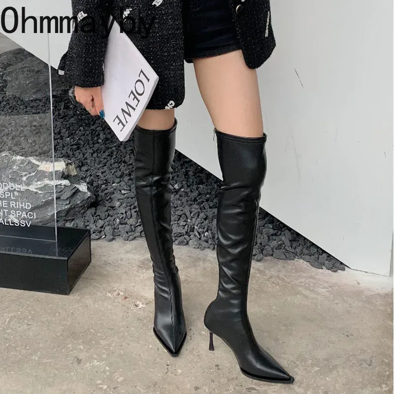 Bottes hivernales Sexy Femmes Over the Knee High Boots Fashion pointu Point Toe Ladies Elegant Thin High Heel Long Booties Foot Women's Footwear