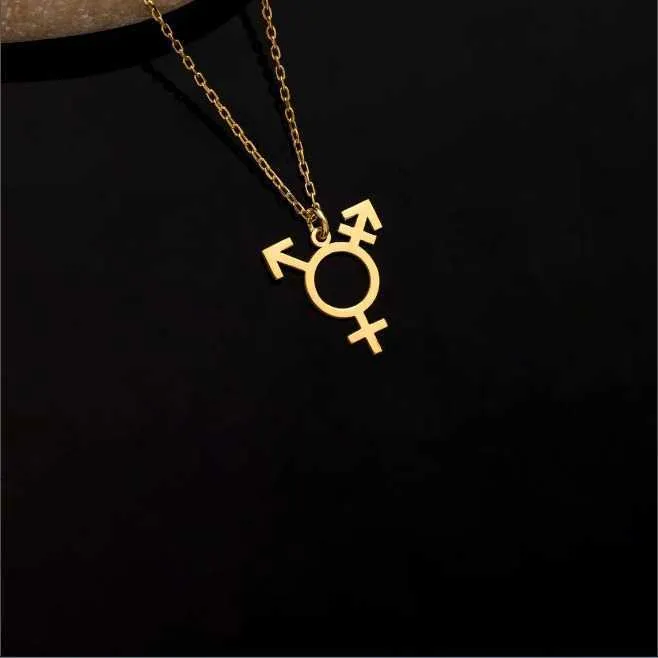 Fashion Design Pendant Necklaces Transgender Symbol Pendant Jewelry for Men and Women Minimalist Geometric Asymmetry Personalized Stainless Steel Necklace