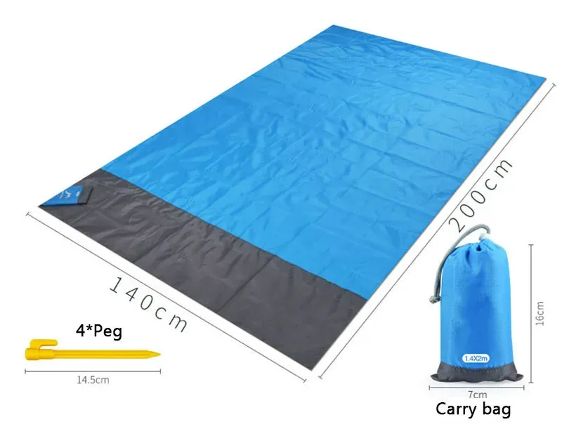 Mat 200x210cm Pocket Picnic Waterproof Beach Mat Sand Free Blanket Camping Outdoor Picknick Tent Folding Cover Bedding