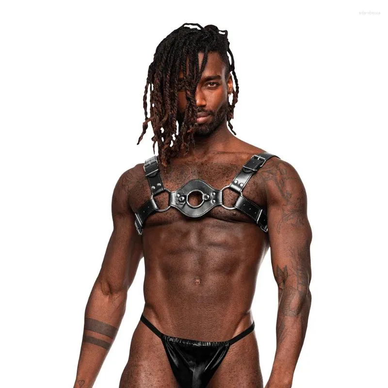 Soutien-gorge Ensembles Gay Rave Harnais Punk Gothique Hommes Sangles Sexy Boucle Réglable PU Cuir Corps Épaule Poitrine Ceinture Sex Toys Pour Lingerie