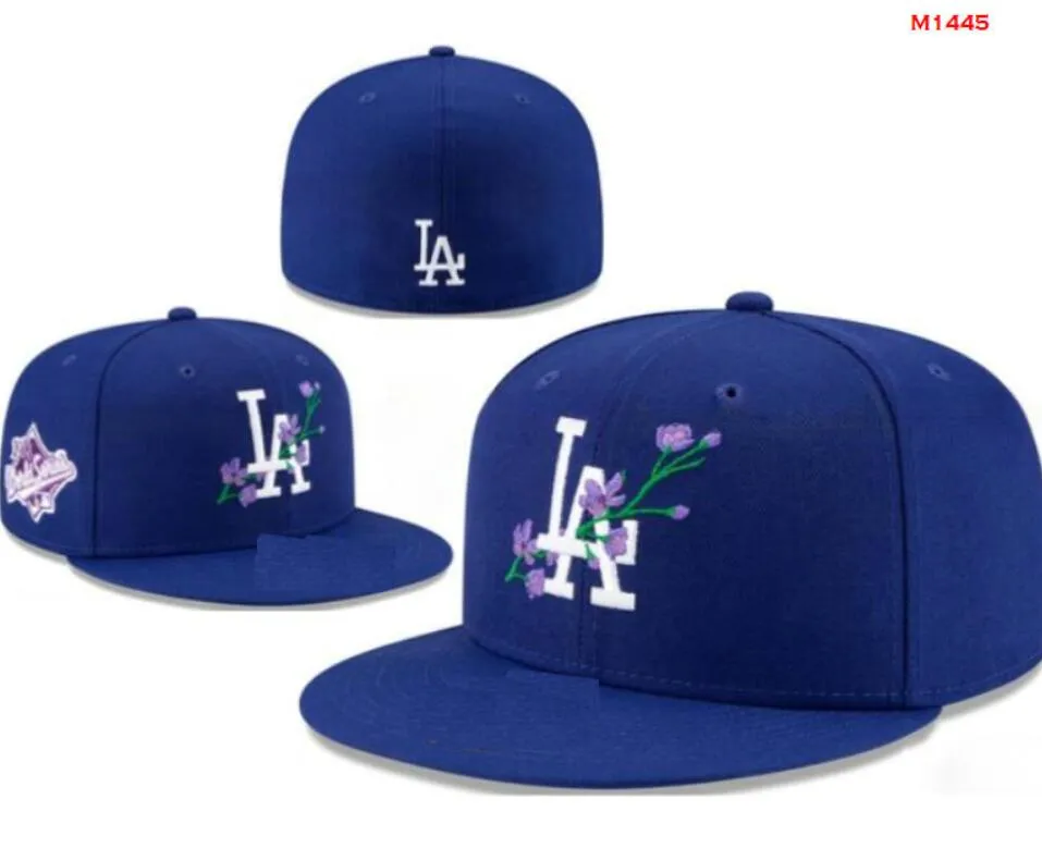 2024 Cappelli aderenti da baseball Dodgers da uomo Classic World Series Hip Hop Sport SOX Completamente chiuso LA NY Caps Chapeau 1995 Stitch Heart "Serie" "Love Hustle Flowers a2